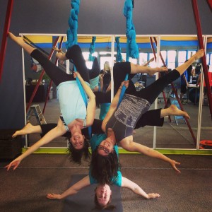 About Aerial Yoga San Antonio-Aerial Yoga San Antonio Founders, Anne, Michaela, and Laura hanging out and having fun.